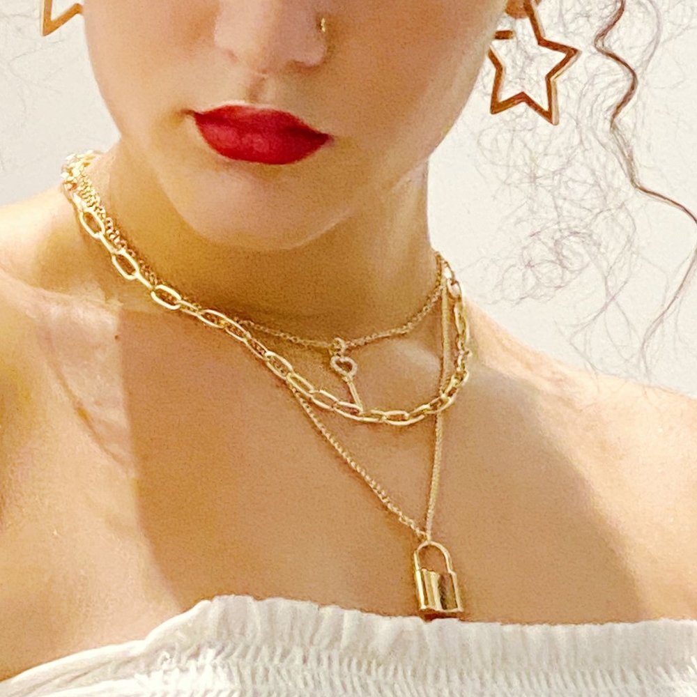 Layered Locket & Key Necklace